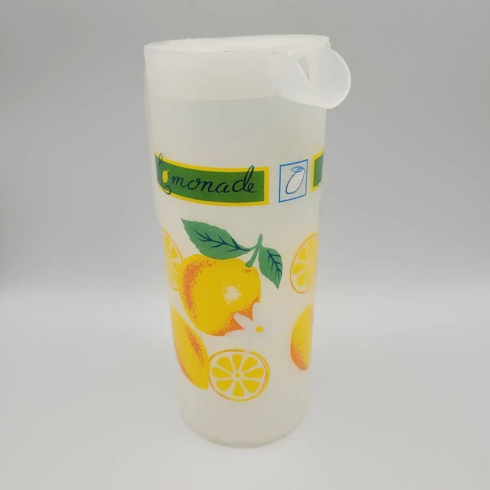 Vintage 70s Lemonade Pitcher Frosted Plastic 64oz Retro Picnic Grandmacore MCM